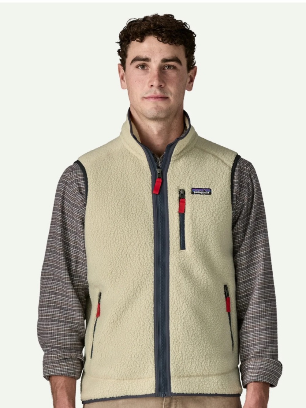 Patagonia Retro Pile Fleece Vest El Cap Khaki Cream Navy Red Size Small